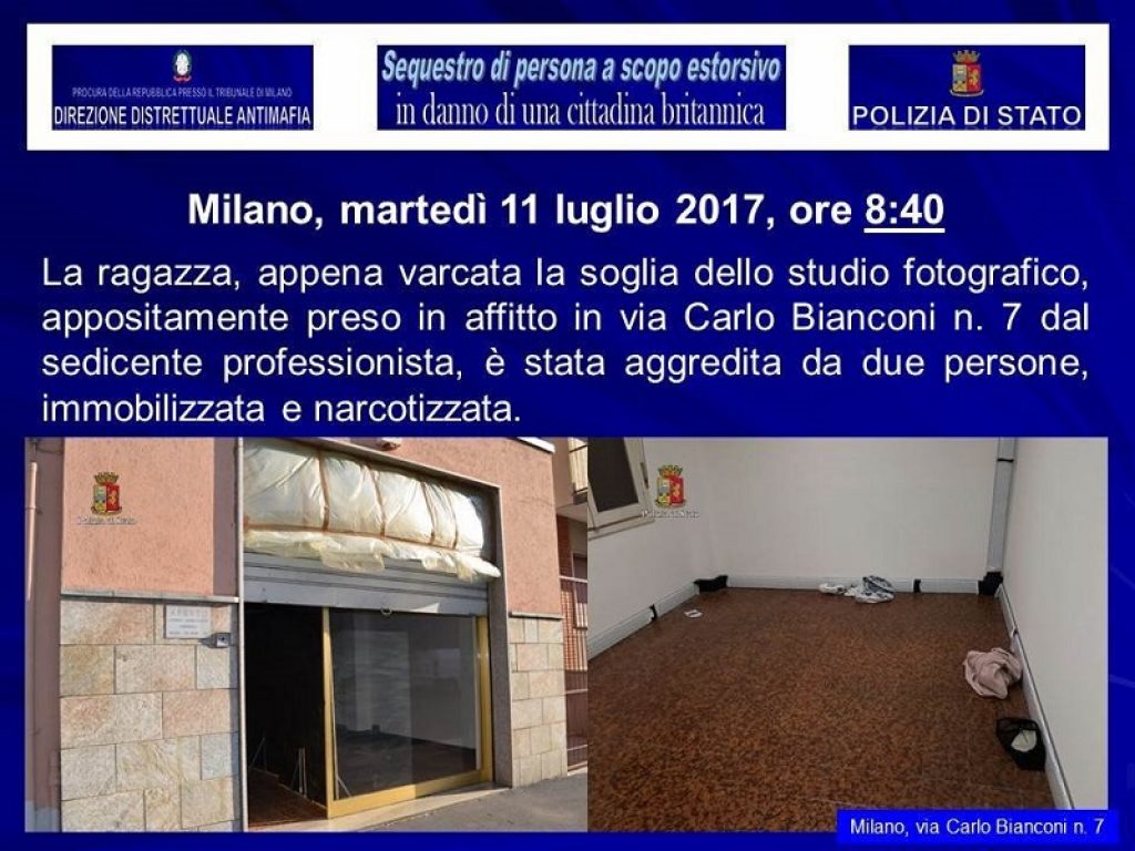 modella inglese rapimento milano sequestro deep web