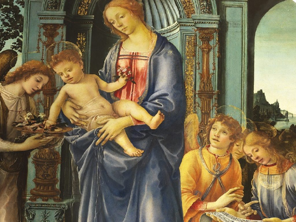 Filippino Lippi (Prato, 1457 circa – Firenze 1504), Madonna col Bambino e Angeli (“Tondo Corsini”), 1481-82 c., tempera grassa su tavola, diametro 173 cm, Firenze, Collezione d’Arte Fondazione Cassa di Risparmio di Firenze