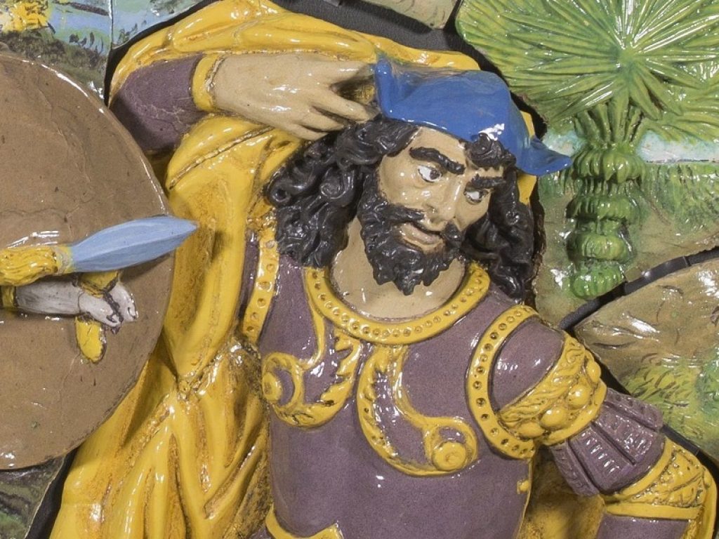 GIOVANNI DELLA ROBBIA (Firenze 1469 – 1529/1530). Resurrezione di Cristo, particolare. 1520 - 25 circa, terracotta invetriata. New York, Brooklyn Museum