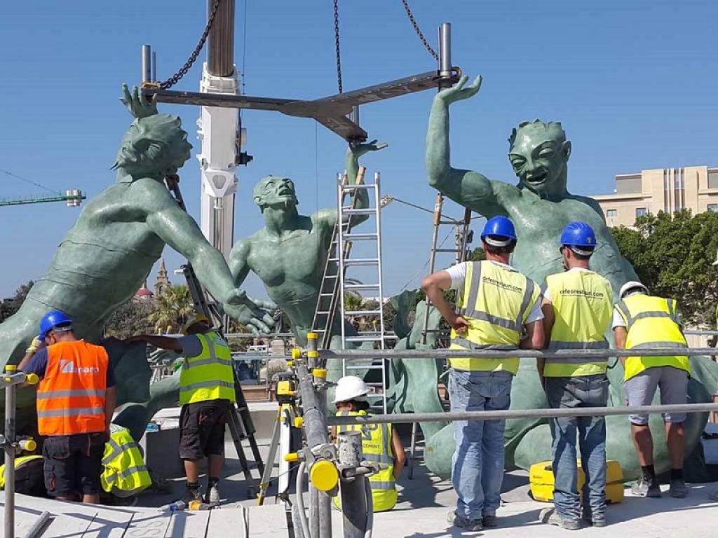 Fontana dei Tritoni sull'isola di Malta restaurata con tecnologia italiana grazie al lavoro di De Feo Restauri e ENEA che ha eseguito le indagini diagnostiche