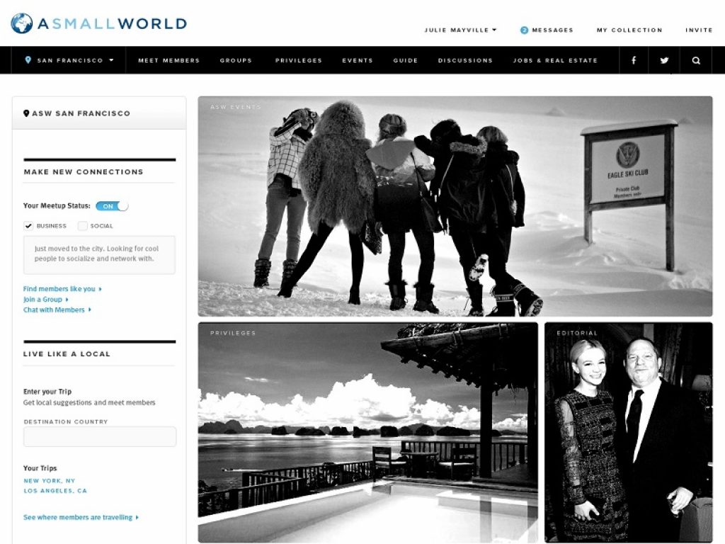 Nato prima di Facebook e Twitter, ASmallWorld, guidato dal Ceo Jan Luescher, è un social network caratterizzato da un sistema di accesso esclusivo