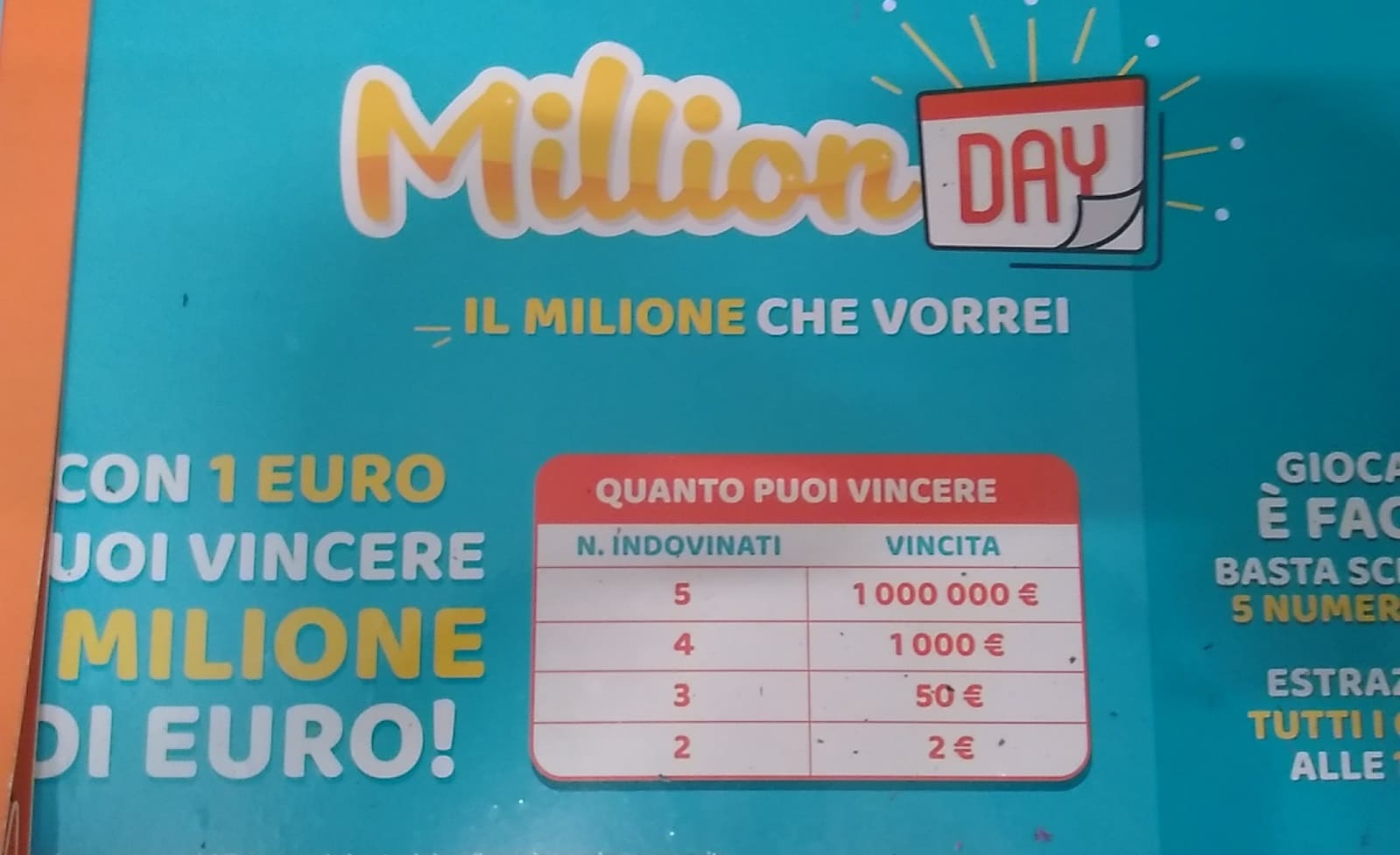 Estrazione Million Day 12 agosto 2025. La combinazione e i numeri vincenti del 12/8/2025, verifica vincite online e archivio estrazioni.