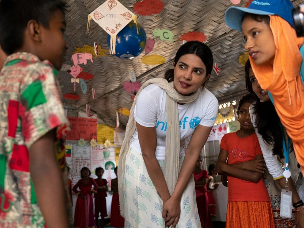 La star di Bollywood Priyanka Chopra, Goodwill Ambassador dell’UNICEF, in missione nei campi per rifugiati Rohingya e gli insediamenti informali a Cox's Bazar, in Bangladesh
