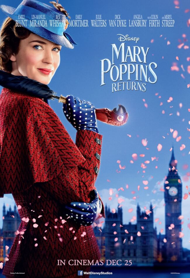 Il Ritorno di Mary Poppins in lingua originale al cinema. Doppio appuntamento giovedì 20 dicembre e in replica mercoledì 26 dicembre nelle multisale del circuito UCI