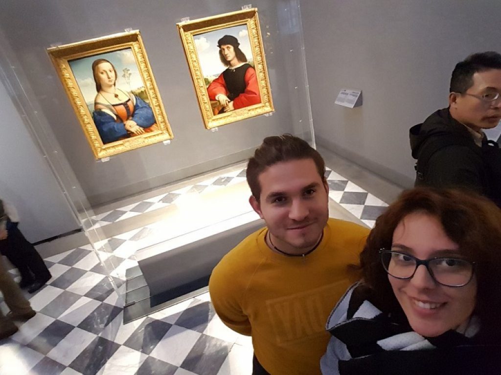 Galleria degli Uffizi affollata da centinaia di coppie in occasione della Festa dei Doni organizzata nella ricorrenza del matrimonio tra Agnolo Doni e Maddalena Strozzi, per i quali Michelangelo Buonarroti realizzò il celebre Tondo