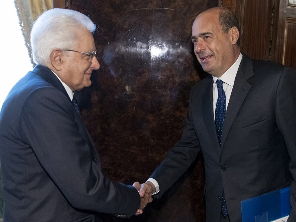 Il Presidente della Repubblica Sergio Mattarella con Nicola ZINGARETTI, Segretario del “Partito Democratico”, in occasione delle consultazioni