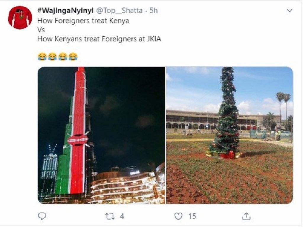 Anche Nairobi ha il suo albero di Natale Spelacchio e sul web scatta l'ironia per la decorazione dell'aeroporto internazionale della capitale del Kenya