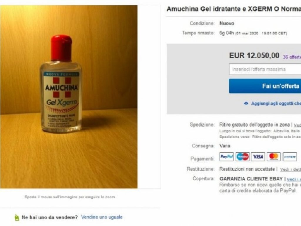 Coronavirus, scatta la psicosi: Amuchina all’asta su eBay supera i 12mila euro. La ricetta dell'OMS per il disinfettante mani fai da te