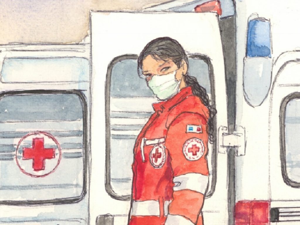 Milo Manara ringrazia i volontari della Croce Rossa con un disegno: "Mi sentivo di esaltare virtù come il coraggio e l'abnegazione declinate al femminile"