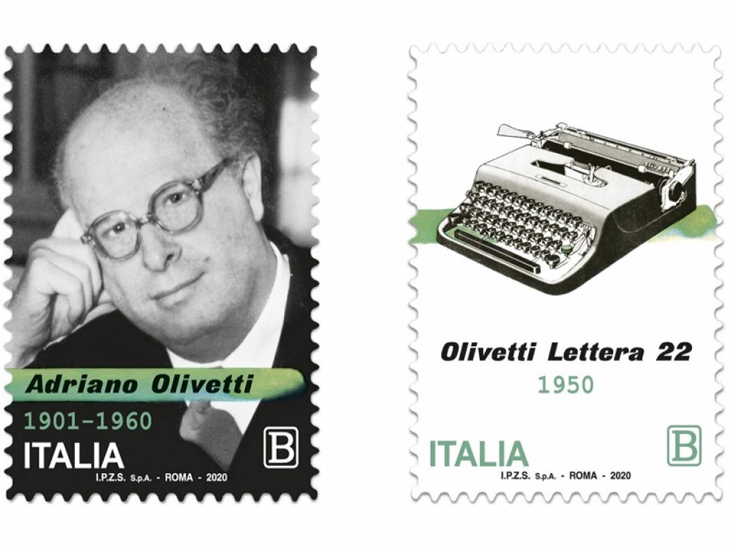 Due francobolli celebrano Olivetti e la Lettera 22
