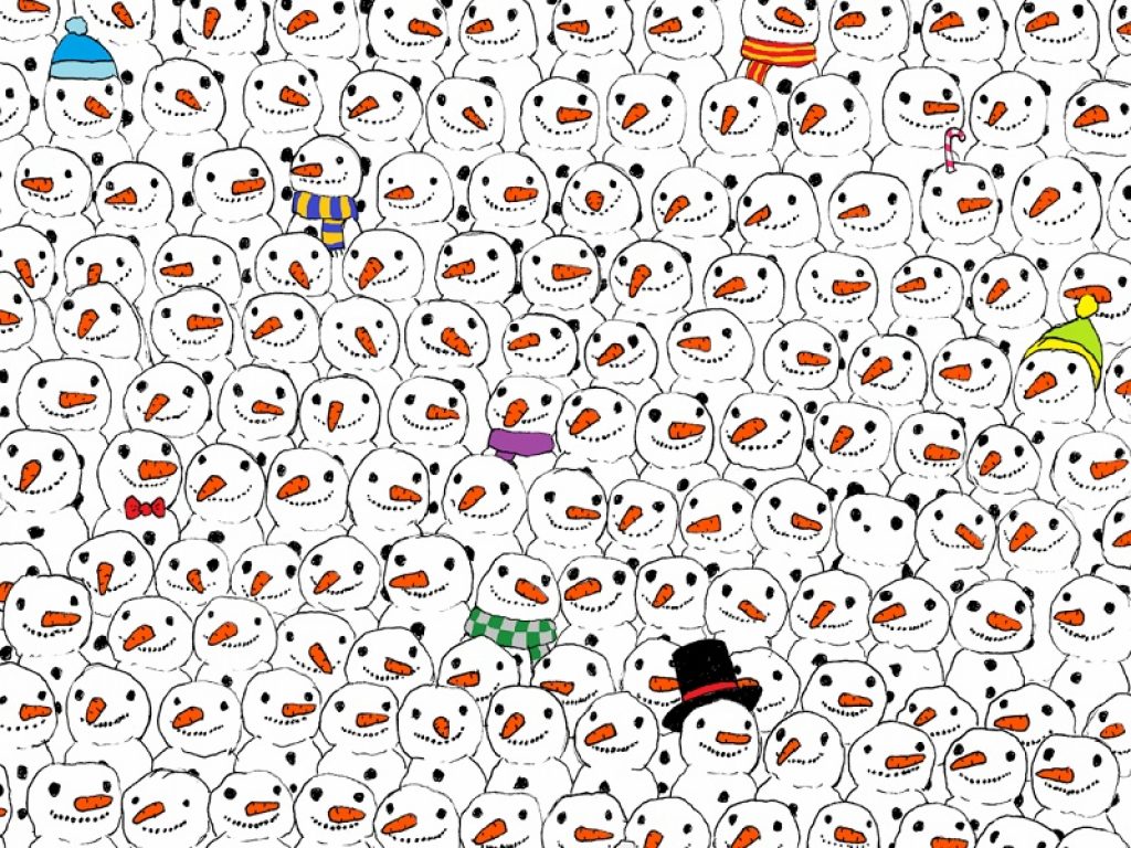 Rompicapo di Natale: trova il panda in mezzo ai pupazzi di neve