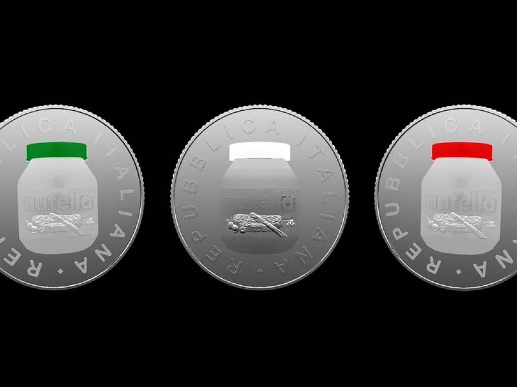 La crema Ferrero nella serie Eccellenze Italiane della Zecca: un vasetto di Nutella raffigurato nella moneta d'argento da 5 euro