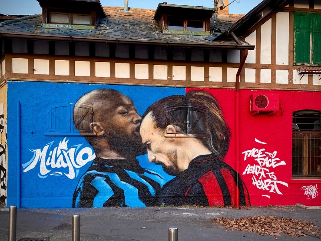 Lukaku vs Ibra: a San Siro il murale di SteReal e KayOne