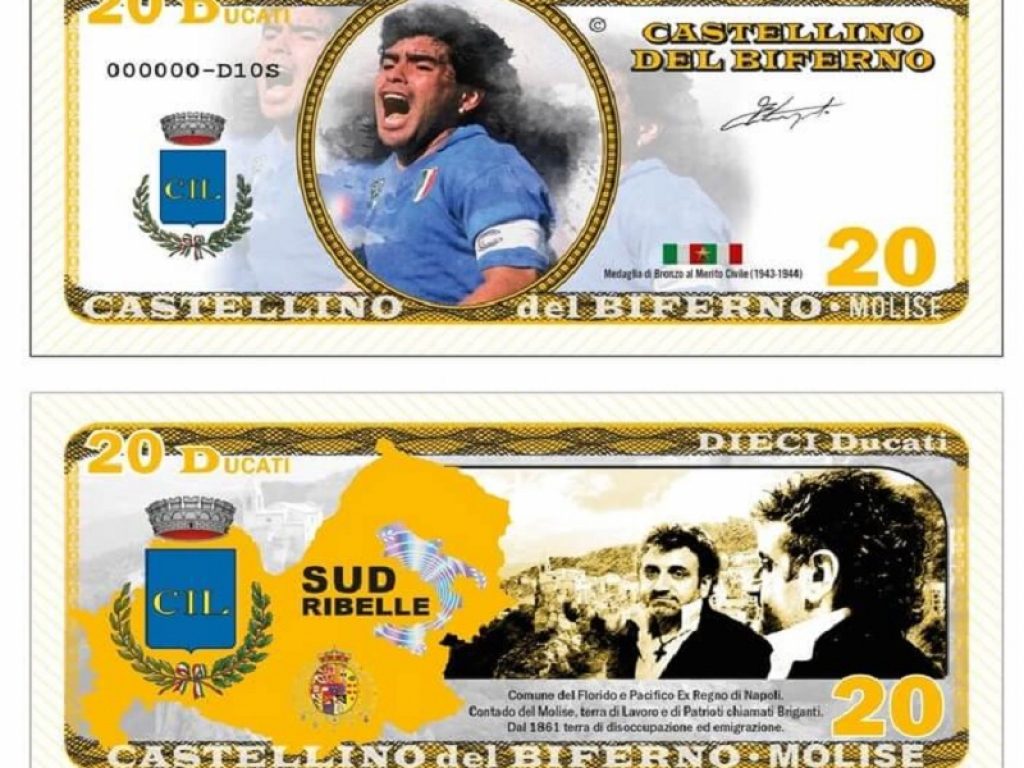 Castellino del Biferno conia banconote di Maradona