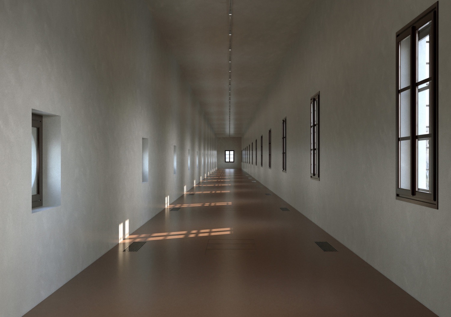 Rendering dell'interno del Corridoio Vasariano delle Gallerie degli Uffizi