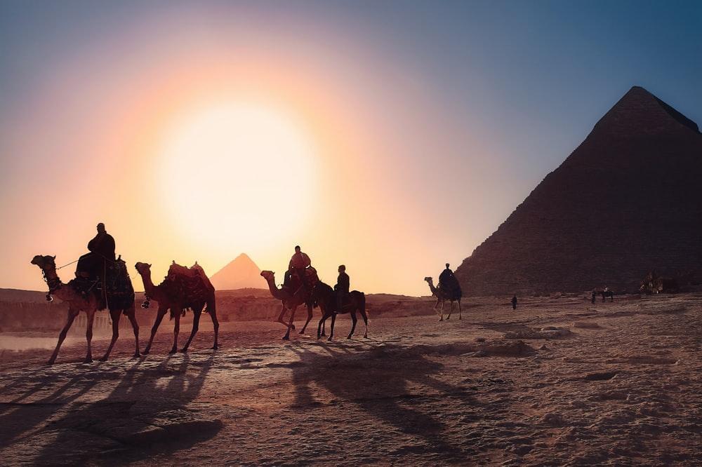 Ra, Egitto piramidi cammelli carovana culto sole