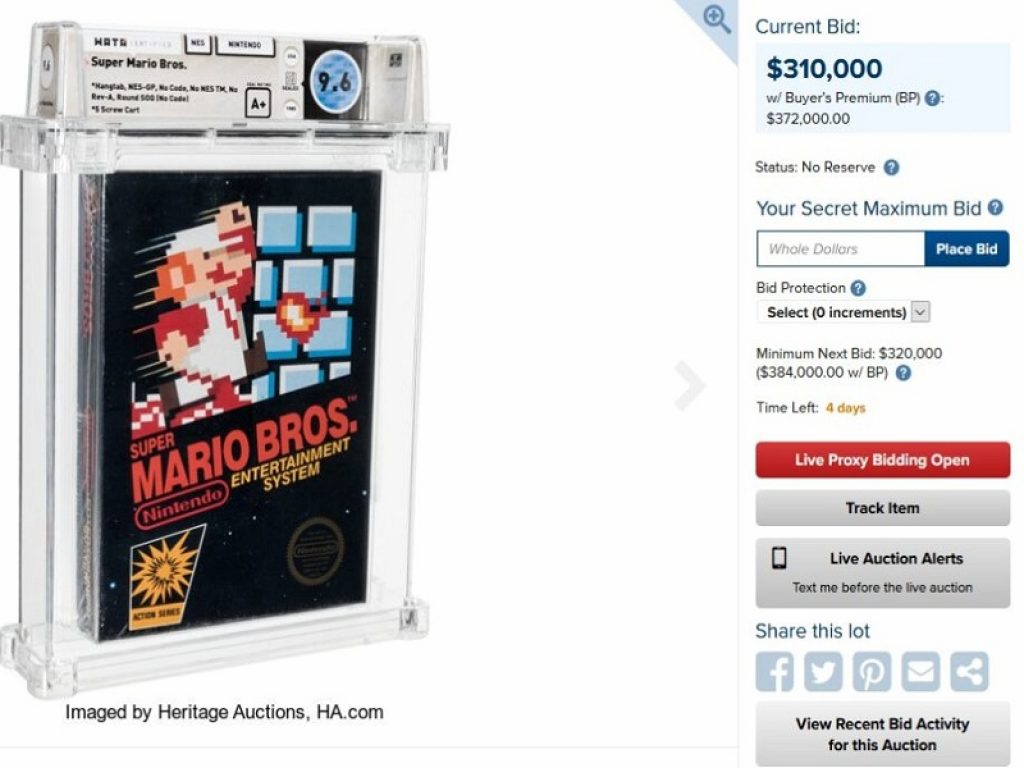 Cartuccia di Super Mario Bros da record, videogiochi