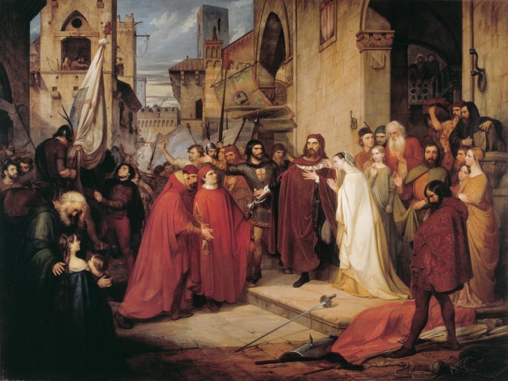 Antonio Ciseri, La partenza di Giano della Bella per il volontario esilio, 1849, olio su tela, 240 x 307 cm. Museo d'arte della Svizzera italiana, Lugano. Collezione Città di Lugano