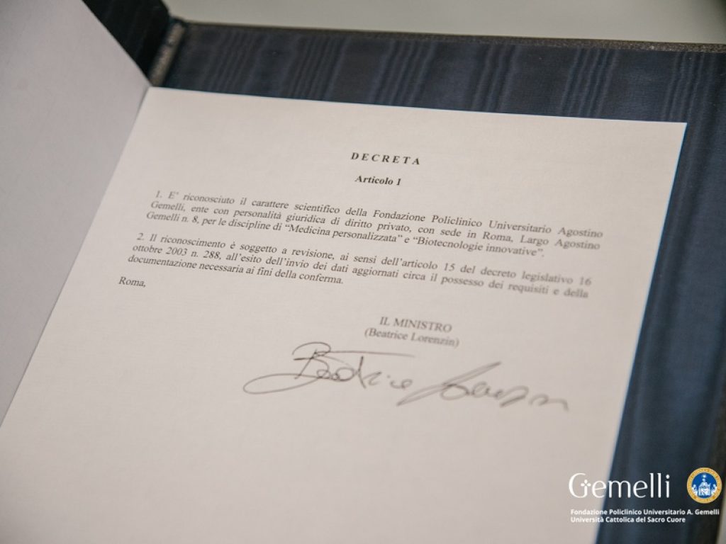 Fondazione Policlinico Gemelli: confermato il riconoscimento IRCCS, Istituto di Ricovero e Cura a Carattere Scientifico