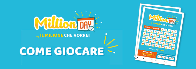 Estrazione Million Day 20 luglio 2025. La combinazione e i numeri vincenti del 20/7/2025, verifica vincite online e archivio estrazioni.