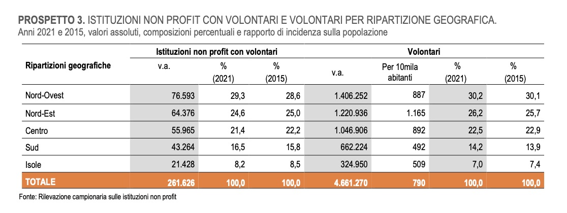 volontari istituzioni non profit