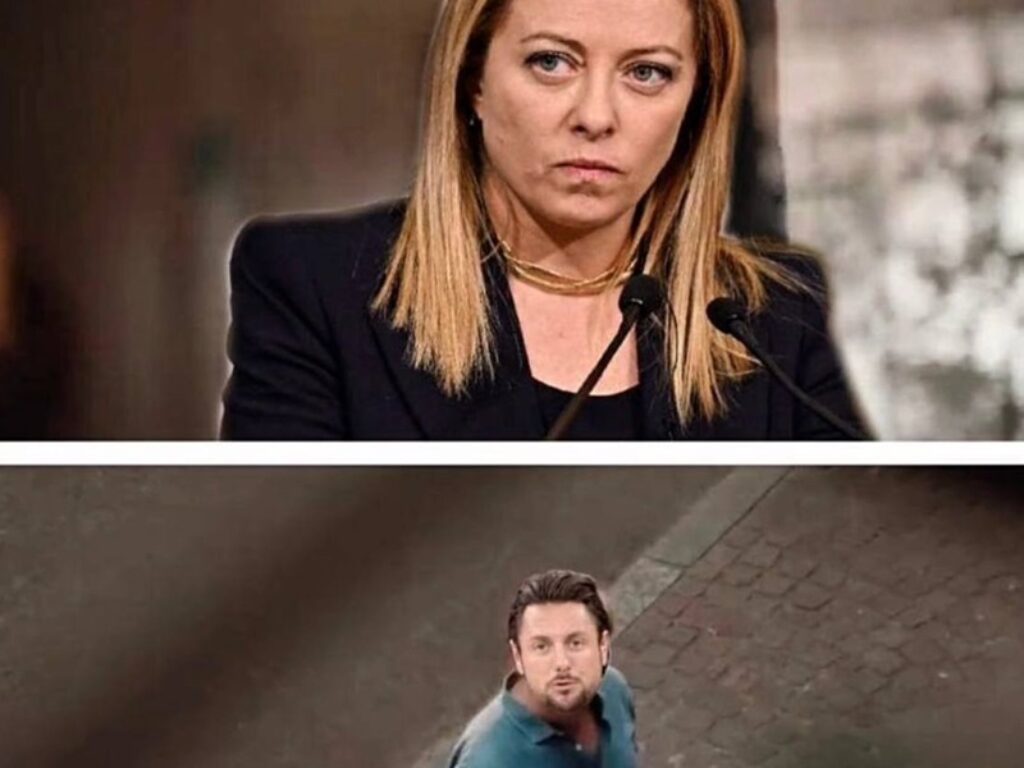 meme social meloni giambruno pesca