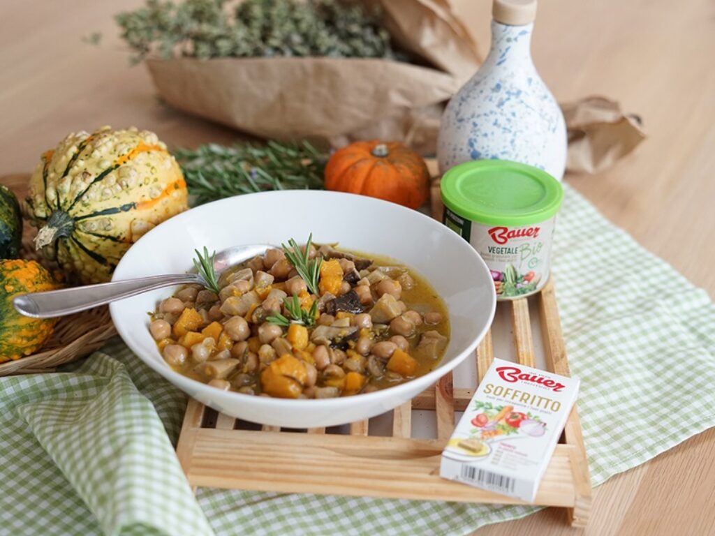 Ricetta Zuppa di zucca, funghi carboncelli e ceci