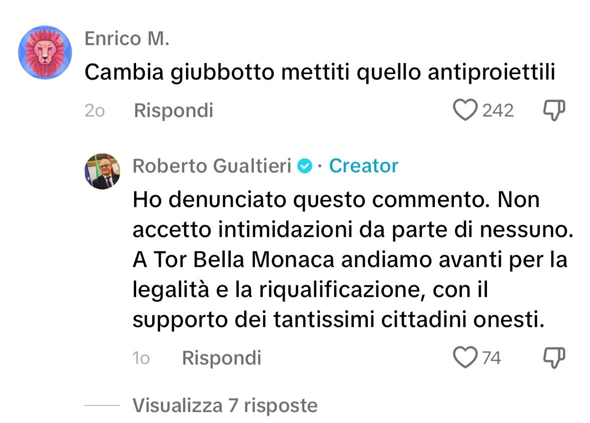 gualtieri minacce