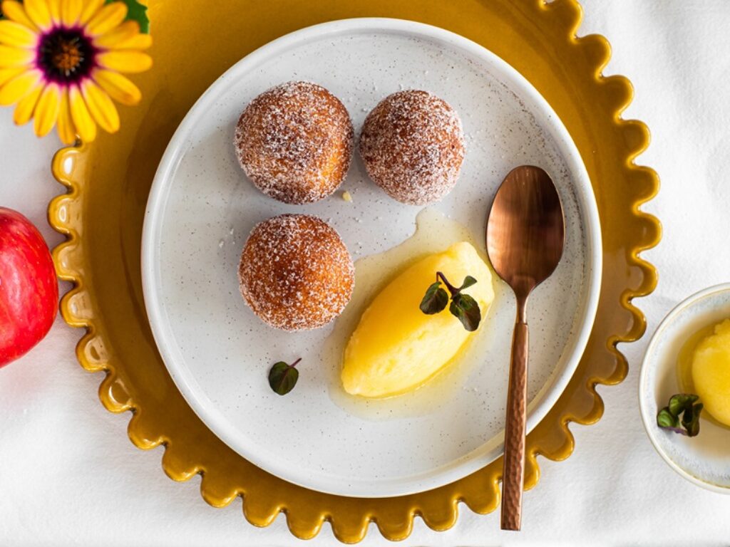 Canederli di ricotta con sorbetto alle mele Topaz bio_2