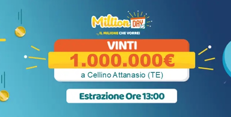 Estrazione Million Day 26 maggio 2025. La combinazione e i numeri vincenti del 26/5/2025, verifica vincite online e archivio estrazioni.