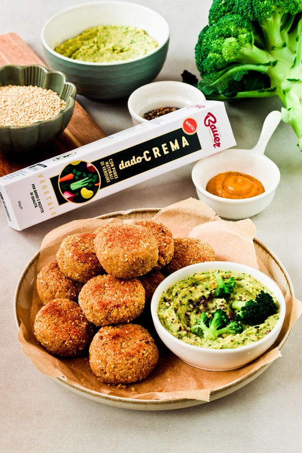 Polpette vegetali di quinoa con hummus