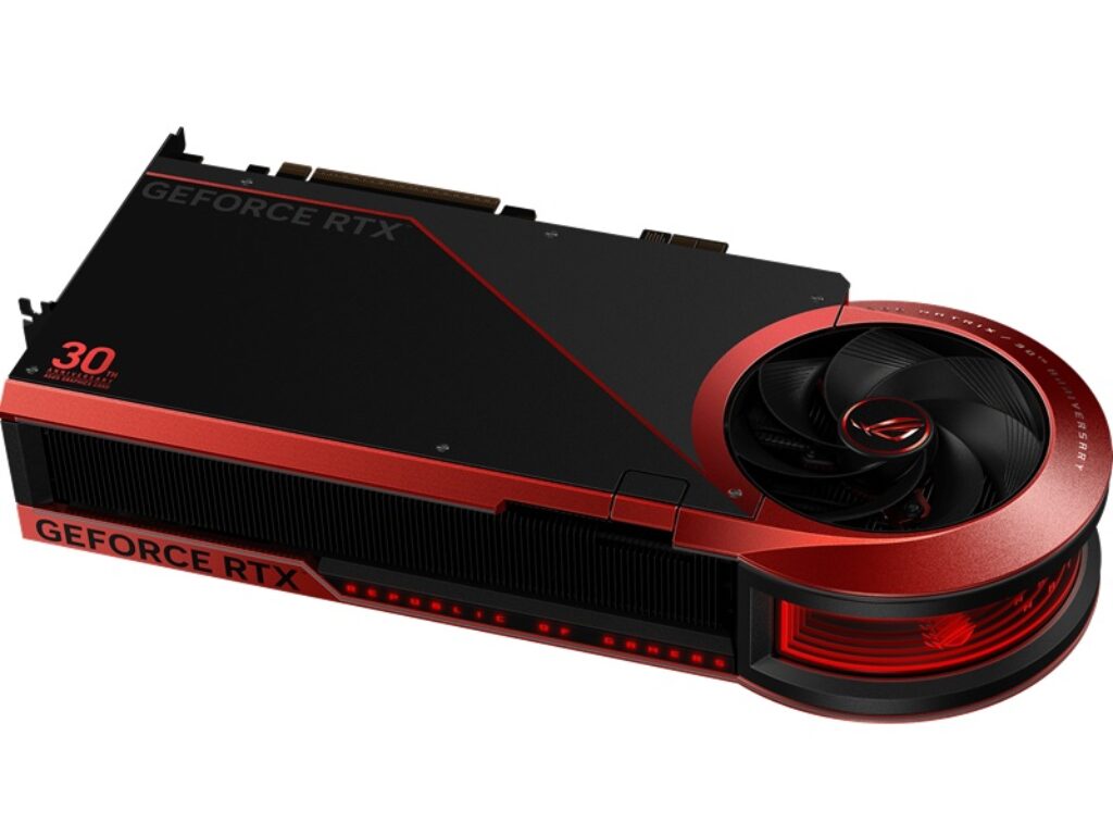 ROG Matrix GeForce RTX 5090 - ASUS Graphics Card 30th Anniversary Edition_Angled Back