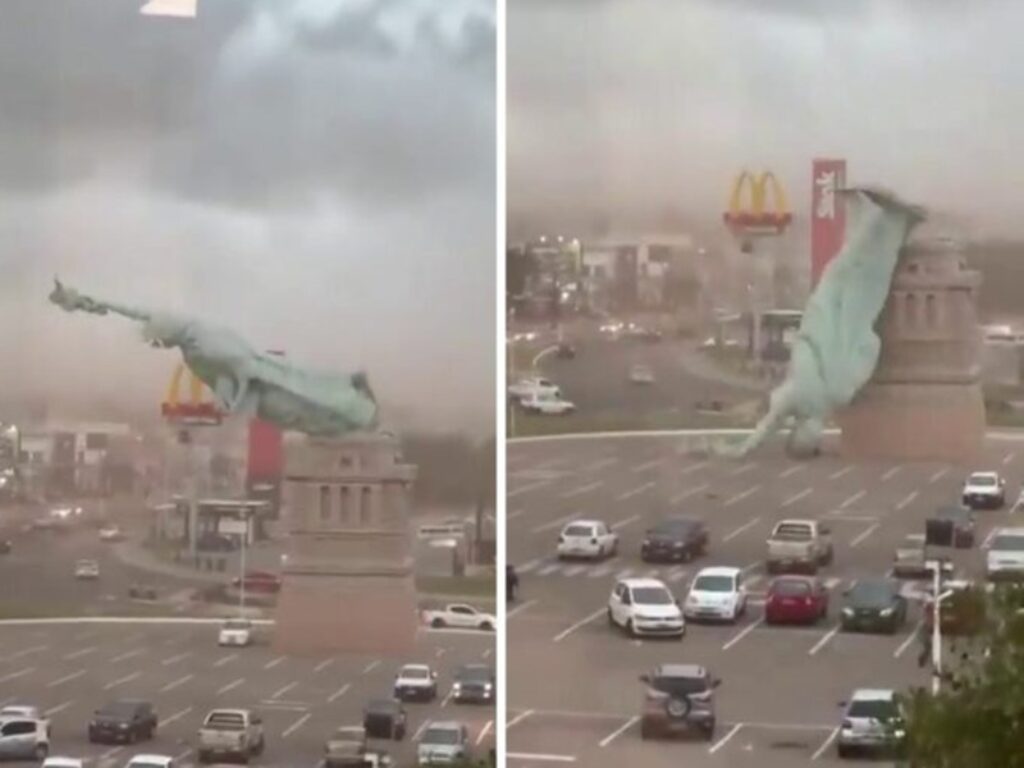 caduta statua della libertà brasile